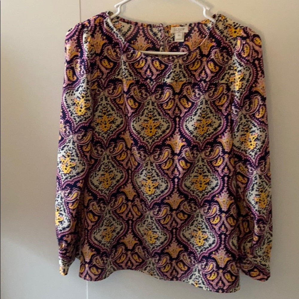 J Crew xxs Blouse Pink, blue and yellow
